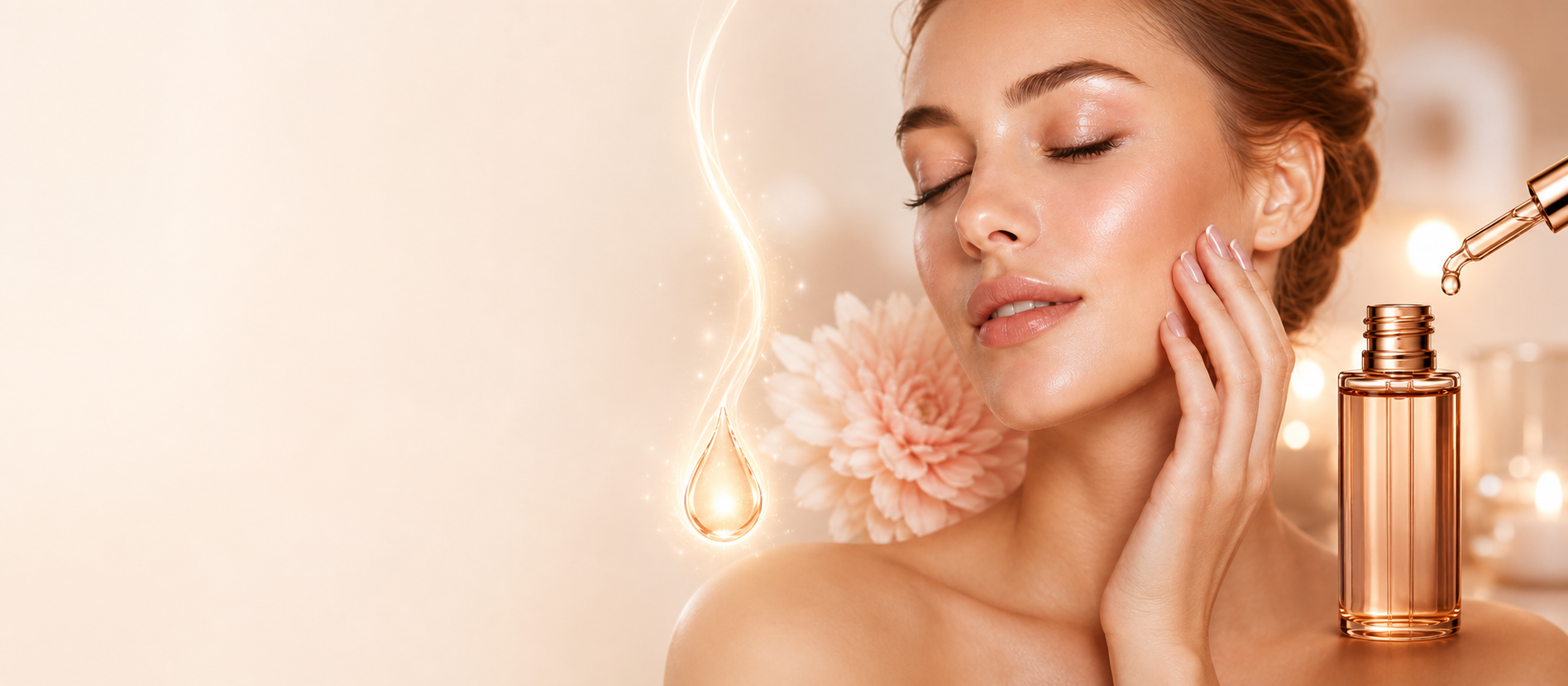 Kobieta podczas luksusowego rytuału pielęgnacyjnego z serum